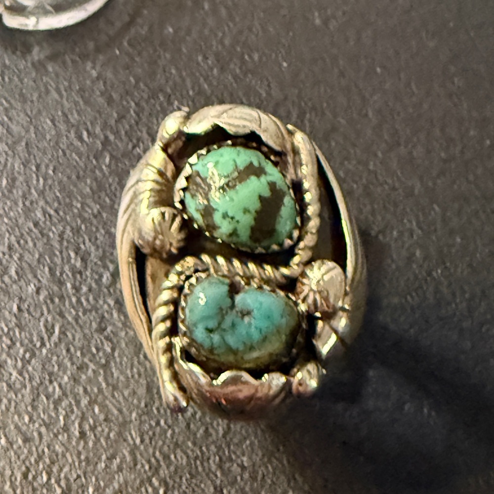 VTG Sterling Men’s‎  Native Made Snake Turquoise Ring